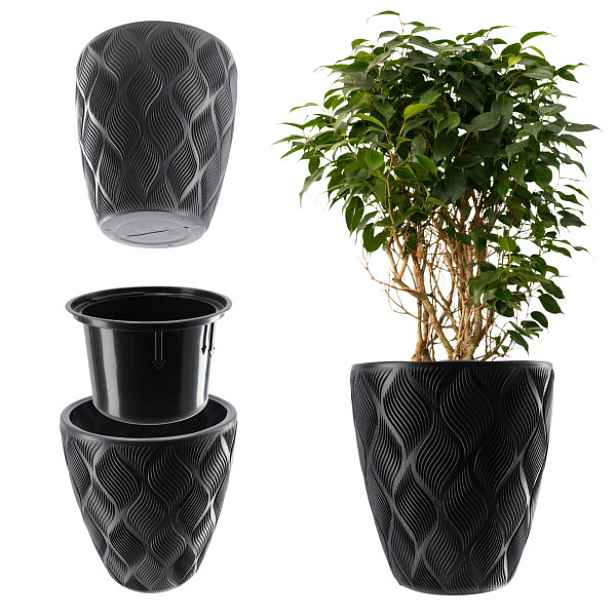 Květináč Květináč S Vkladem 42cm Obal Plastový Záhon Vysoký