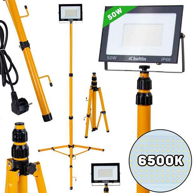 Led Osvětlovač Stavební Stativ Halogen Dílenská Lampa 50W 6500K 160 cm