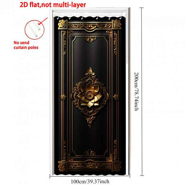 TEMU 2D Plochá, Moderní Minimalistická Luxusní Závěs na Dveře Vhodná do Obývacího Pokoje, Ložnice, Kuchyně - Elegantní Plochý Panelový Závěs s Háčky,