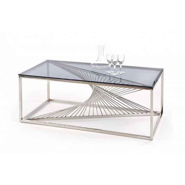 Konferenční stůl INFINITY sklo / stříbrná Halmar