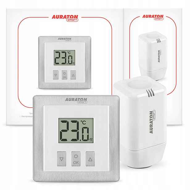 Sada Pro Vytápění Radiátor Set Pokojový Termostat Hlavice Smart Auraton