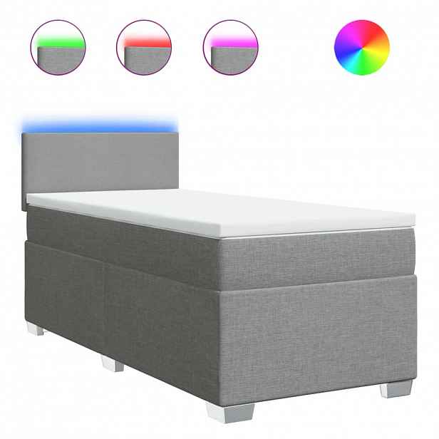 vidaXL Box spring postel s matrací světle šedá 90x190 cm textil