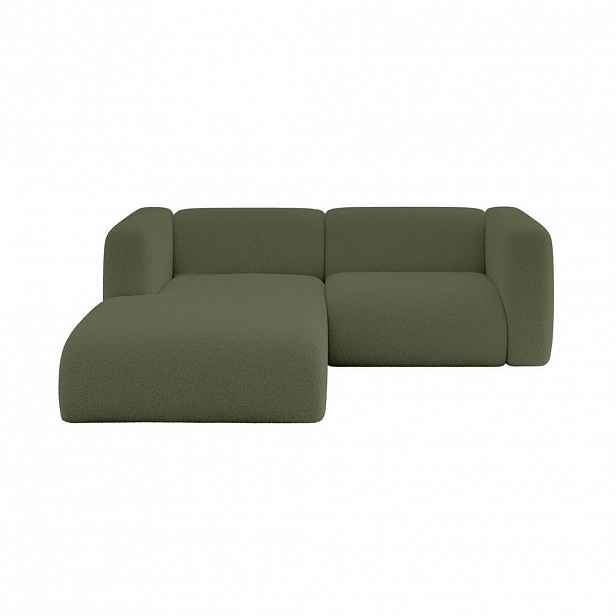 ALTDECOR ROHOVÁ SEDAČKA S LEVOU OTOMANOU MIRA-L1 227x179x89 Zelená Bouclé