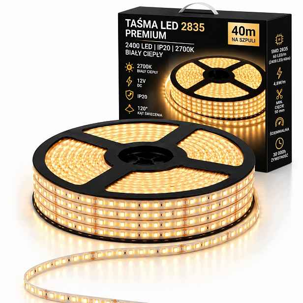 Led pásek Premium 40 m 2400 led 2700K IP20 oboustranný Nebliká