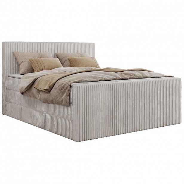 MKS POSTEL BOXSPRING TILIANO KING DUO 160/200 - Světle šedá manšestr - H3