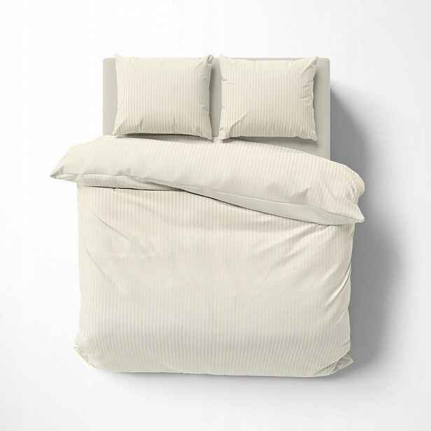 Povlečení damaškové 160x200 ekri jednobarevné proužky 1 cm Pure