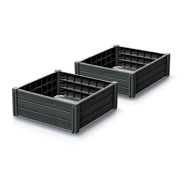 Prosperplast Sada 2 ks vyvýšených záhonů Bas Planty 61,8 cm antracitová