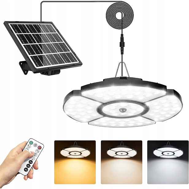 Solární Lampa Led 76 Senzor Pohybu Dálkový Ovladač 270°