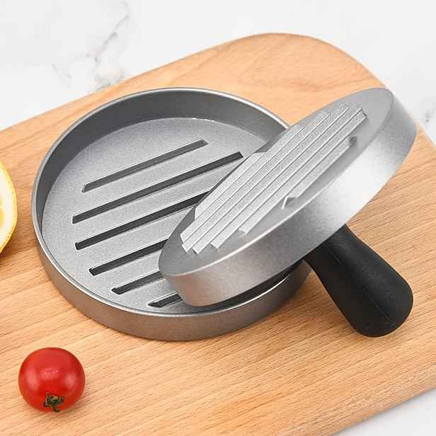 TEMU Lis na hamburgerové placky, lis na z potravinářské hliníkové slitiny s ABS rukojetí, nepřilnavý, snadno se čistí, průměr 11,7 cm, hloubka 1,8 cm