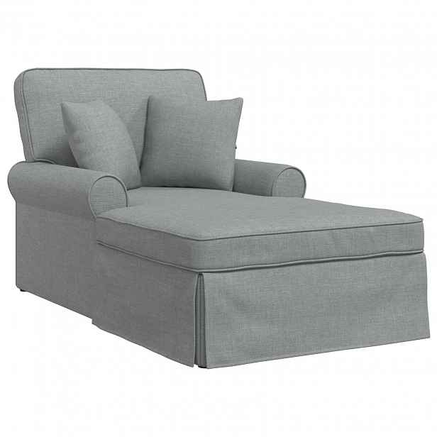 vidaXL Lounge chaise s volánem 3 ks Světle šedá textil