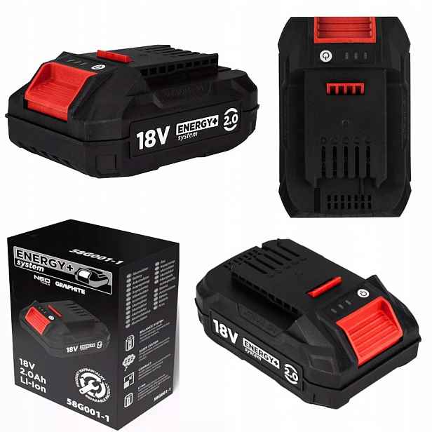 Akumulátor Energy+ 18V, Li-ion 2.0AH Baterie 58G001 Graphite