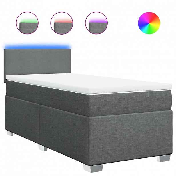 vidaXL Box spring postel s matrací tmavě šedá 90x190 cm textil