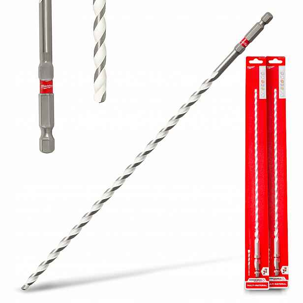2x Univerzální Vrták Příkladivo 6,5 mm 400x337 Betonu Kov Dřevo Gres H1-P