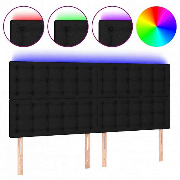 vidaXL Čelo postele s LED černé 180x5x118/128 cm textil
