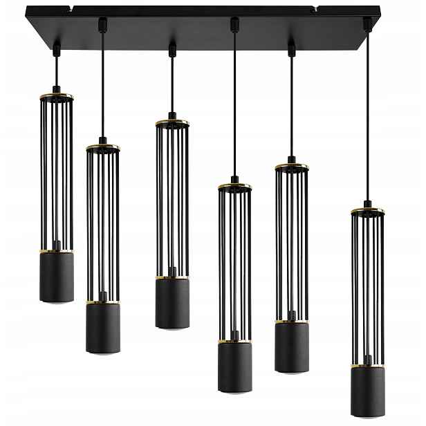 Led Stropní Lampa Závěsná Tuba Lustr Loft Nad Stůl Ostrov Černo-zlatá