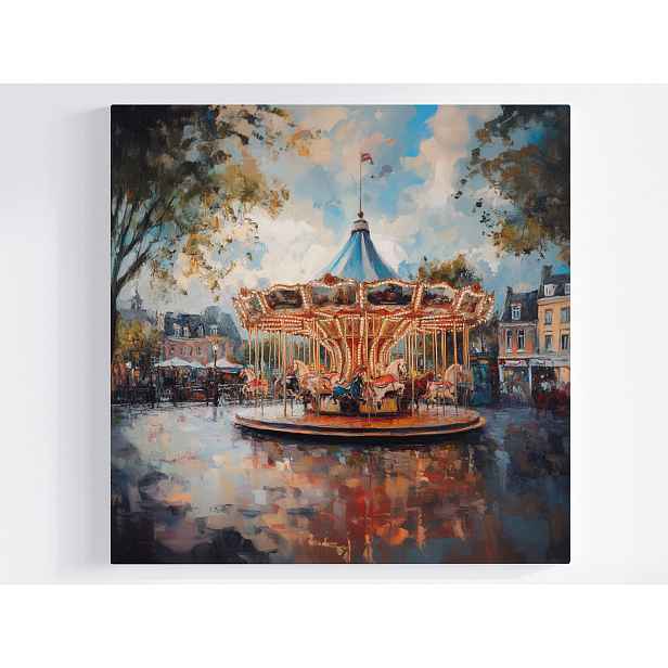 Obraz Na Plátně Canvas Město Trh Náměstí Kamínky Karuzela Retro 50x50