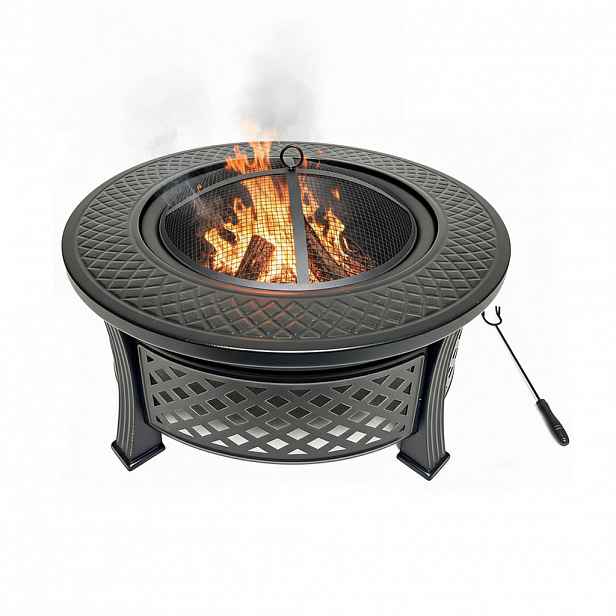 Relaxdays OHNIŠTĚ Černé ocel grilovací rošt 81 cm