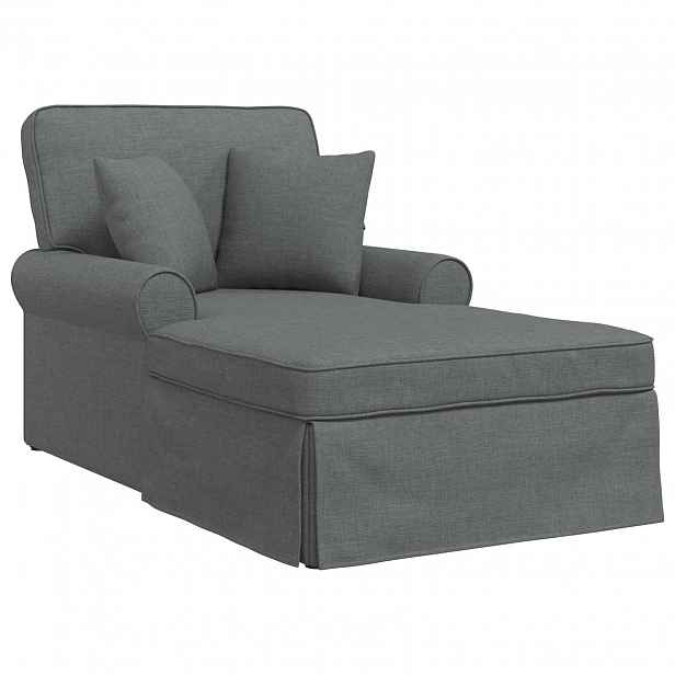 vidaXL Lounge chaise s volánem 3 ks Tmavě šedá textil 91 x 157 x 91 cm