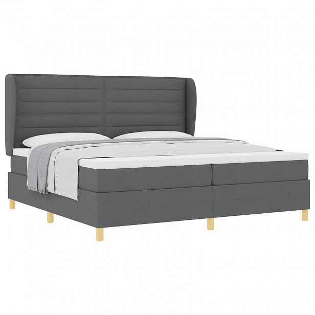 vidaXL Postel s boxspringem s matrací Tmavě šedá 200 x 200 cm textil