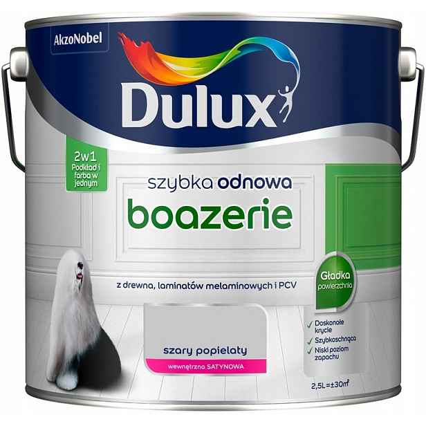 Dulux Rychlá obnova barva na obložení Šedý popelavý satén 2,5 l
