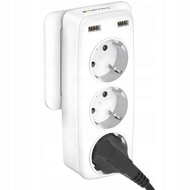 Lencent Adaptér 3xAC Zásuvka 2x Usb 5V2.4A 4000W Eu Nástěnná Nabíječka