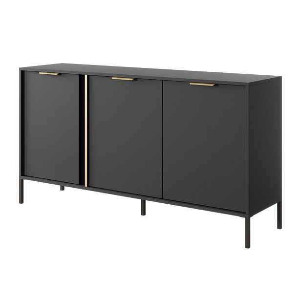 MASSENO KOMODA LORENZO, 153/81/40 cm se 3 dvířky, antracitová