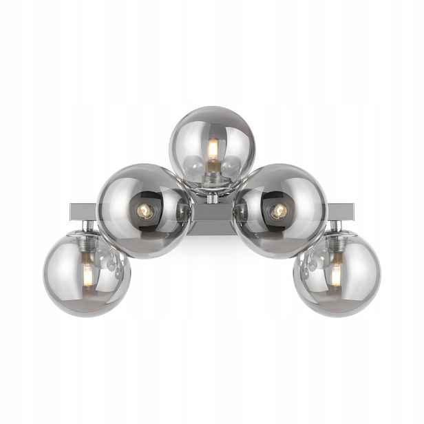 Nástěnná lampa chrom skleněná kouřové koule 5 bodová 38 cm Maytoni