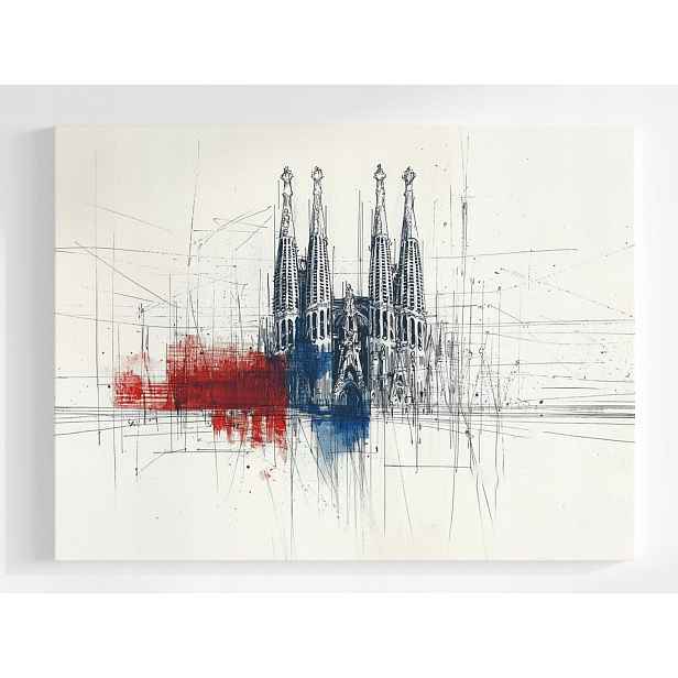 Plakát Barcelona Sagrada Familia Katedrála Skica 100x75