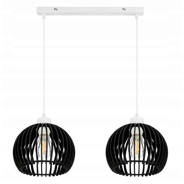 Závěsná lampa závěsný stropní lustr Loft stínidlo koule 36 Dřevo na 2x E27
