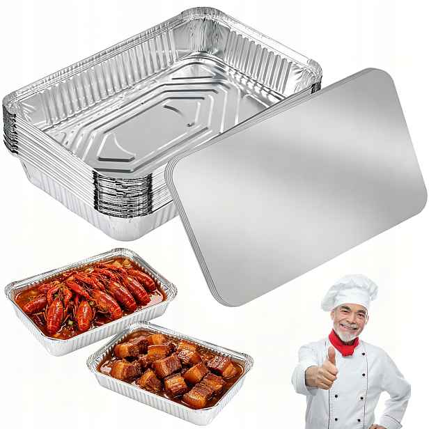 Pevné Grilovací Misky, odkapávací misky Aluminiové Formičky 26x19x6cm 20 Ks