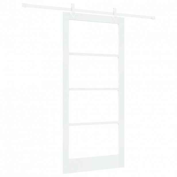 vidaXL Posuvné dveře 93 x 202 cm Masivní borové dřevo a sklo Bílá