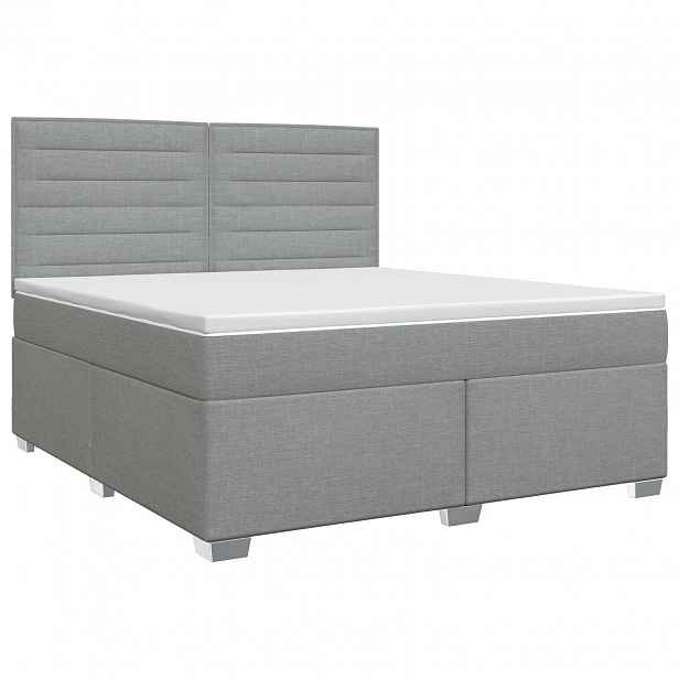 vidaXL Postel boxspring s matrací Světle šedá 140 x 200 cm Textil