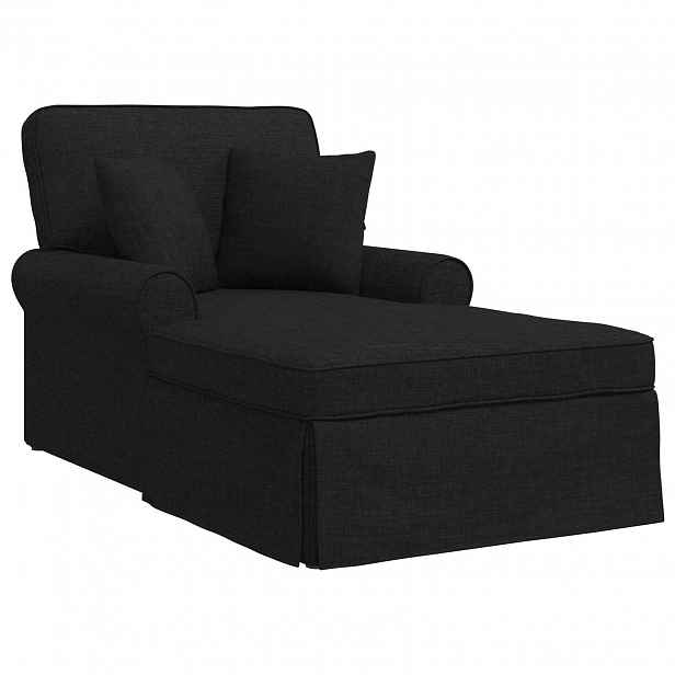 vidaXL Lounge chaise s volánem 3 ks Černý textil 91 x 157 x 91 cm