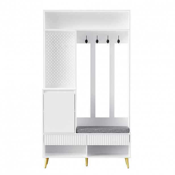 Urban Meuble PŘEDSÍŇOVÁ STĚNA 100 cm, bílá, 6v1