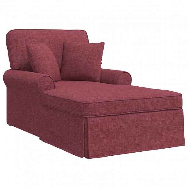 vidaXL Lounge chaise s volánem 3 ks Víno Červené textil