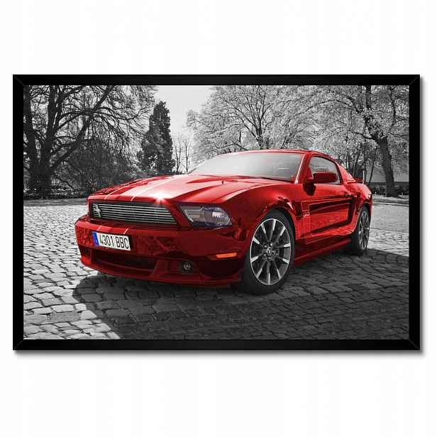 Plakáty v rámu 60x40 Červený Mustang