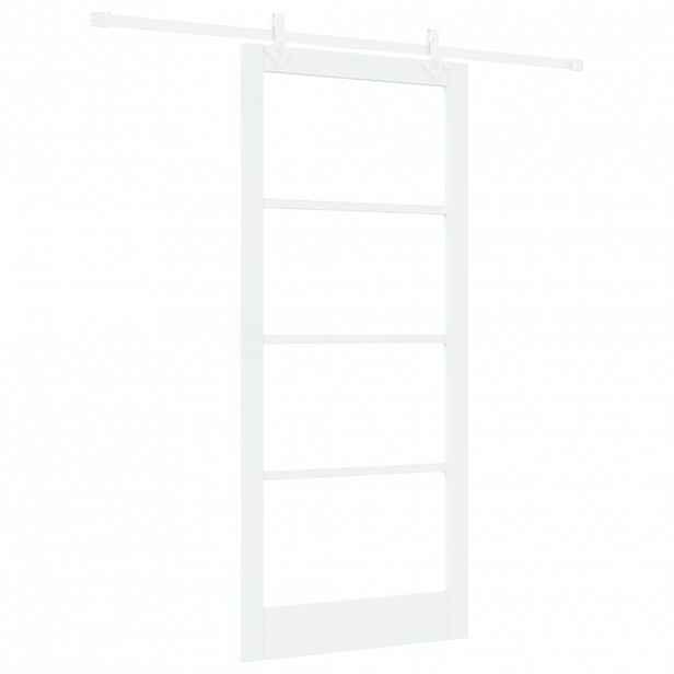vidaXL Posuvné dveře 93 x 211 cm Masivní borové dřevo a sklo Bílá