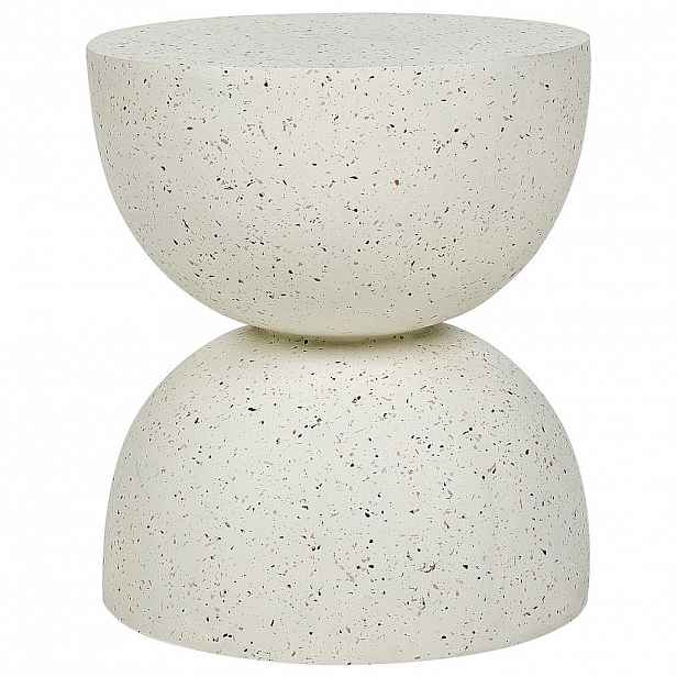 Beliani PŘÍSTAVNÝ STOLEK Beton krémově bílý Terrazzo Look kulatý 40 cm Caoria