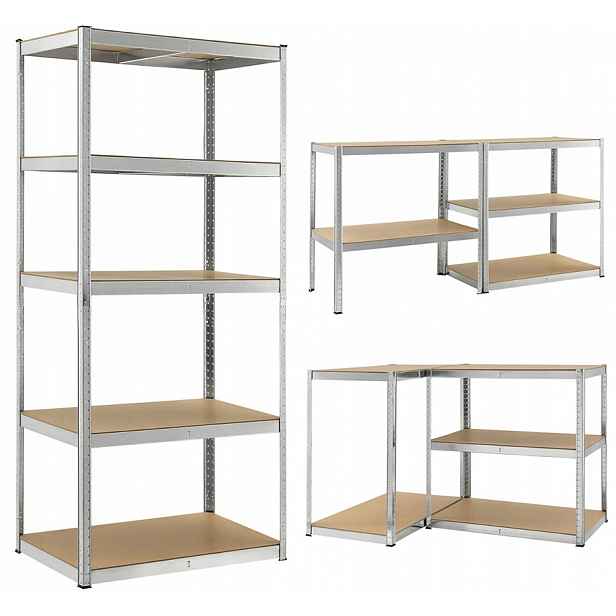 Kovový skladový regál Funfit 180 x 90 x 30 cm, max 175 kg na polici