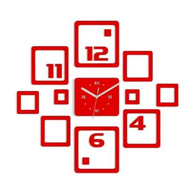 ModernClock 3D nalepovací hodiny Otto červené