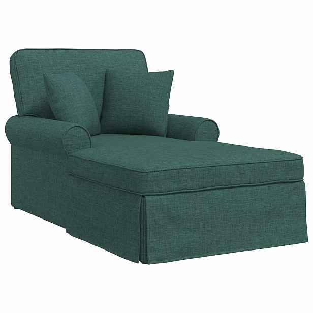 vidaXL Lounge chaise s volánem 3 ks Tmavě zelená textil