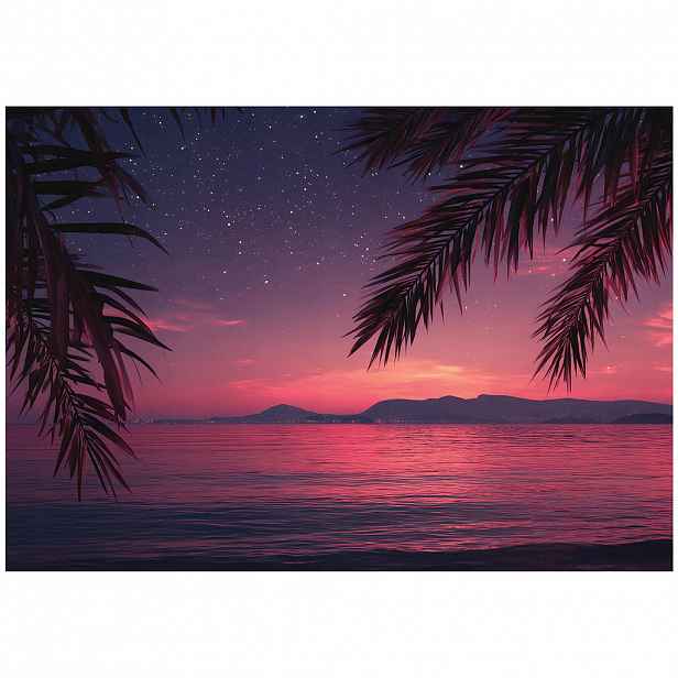 Wallarena FOTOTAPETA Palmy Pláž Fialová 200x140 cm