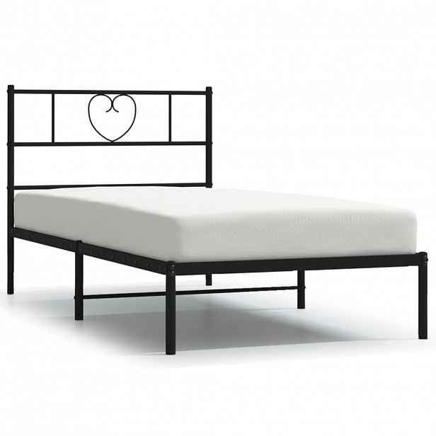vidaXL Kovový rám postele s čelem černý 75 x 190 cm