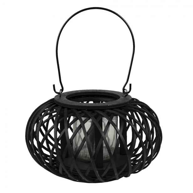 Černá dřevěná závěsná lucerna Bamboo – 23 x 12 cm