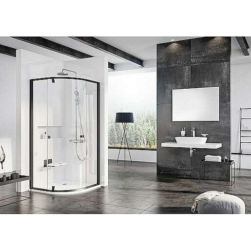 Sprchový kout čtvrtkruh 80x80x190 cm Ravak Pivot černá matná 37644300Z1