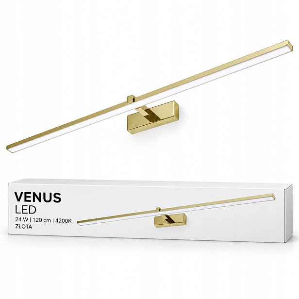 Zlatá nástěnná lampa Venus 24W 120 cm Led do předsíně 4200K IP44 1640lm