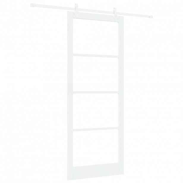 vidaXL Posuvné dveře 93 x 232 cm Masivní borové dřevo a sklo Bílá
