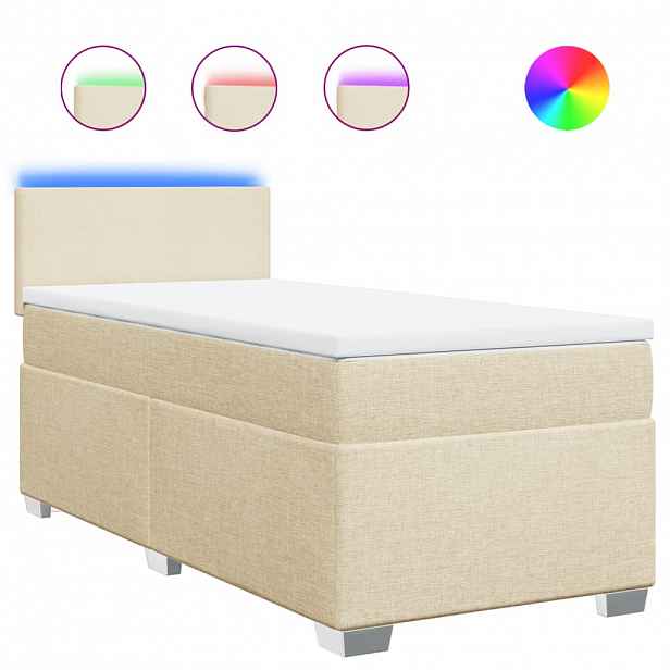 vidaXL Box spring postel s matrací krémová 90x190 cm textil