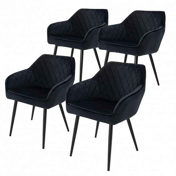 ML-DESIGN SADA 4 jídelních židlí, černý samet