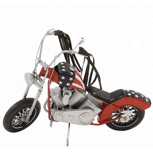 Replika Motocyklu Červená Kovová Retro Dekorace